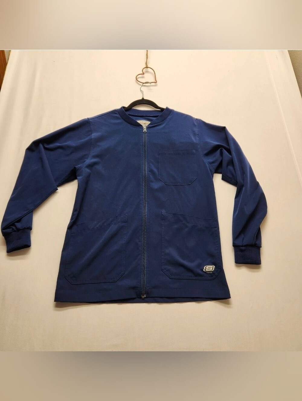 ⭐️Skechers by Barco Men's Navy Blue Structure Warm-Up Scrub Jacket Size Small